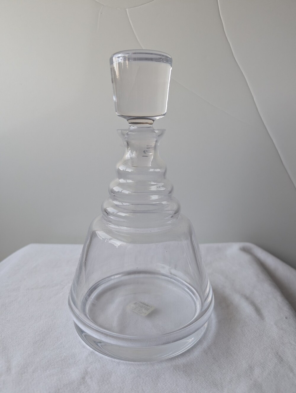 Crate&Barrel Krosno Poland Glass Wells Decanter with Stopper